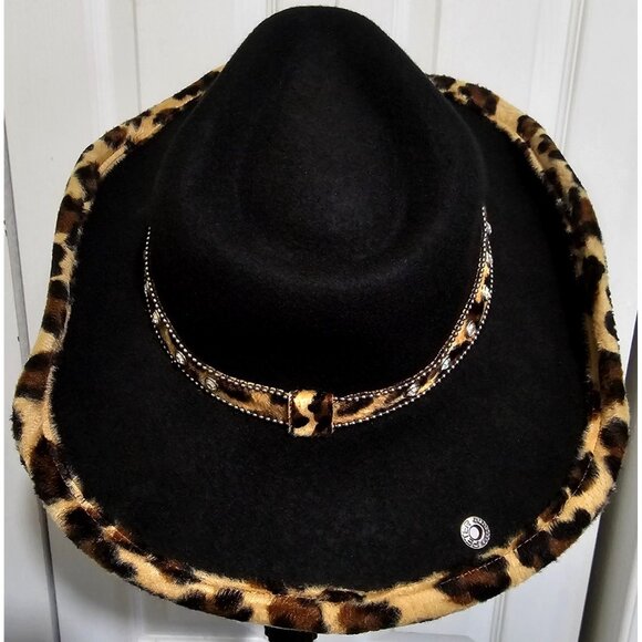 Peter Grimm Black Wool Cowboy Hat Studded Cross Rhinestone Western Goth Witchy main image 5